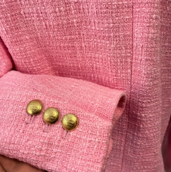 Talbots | Classic Pink Tweed Tailored ¾ Sleeve Blazer Size 14 - Picture 4 of 11